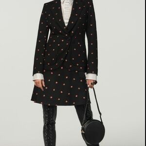 Zara X Stefano Pilati Collection Wool Blend Embroidered Strawberry Skirt